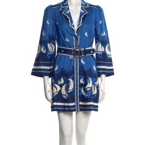 Blue Nautical Blazer Dress with Belt
